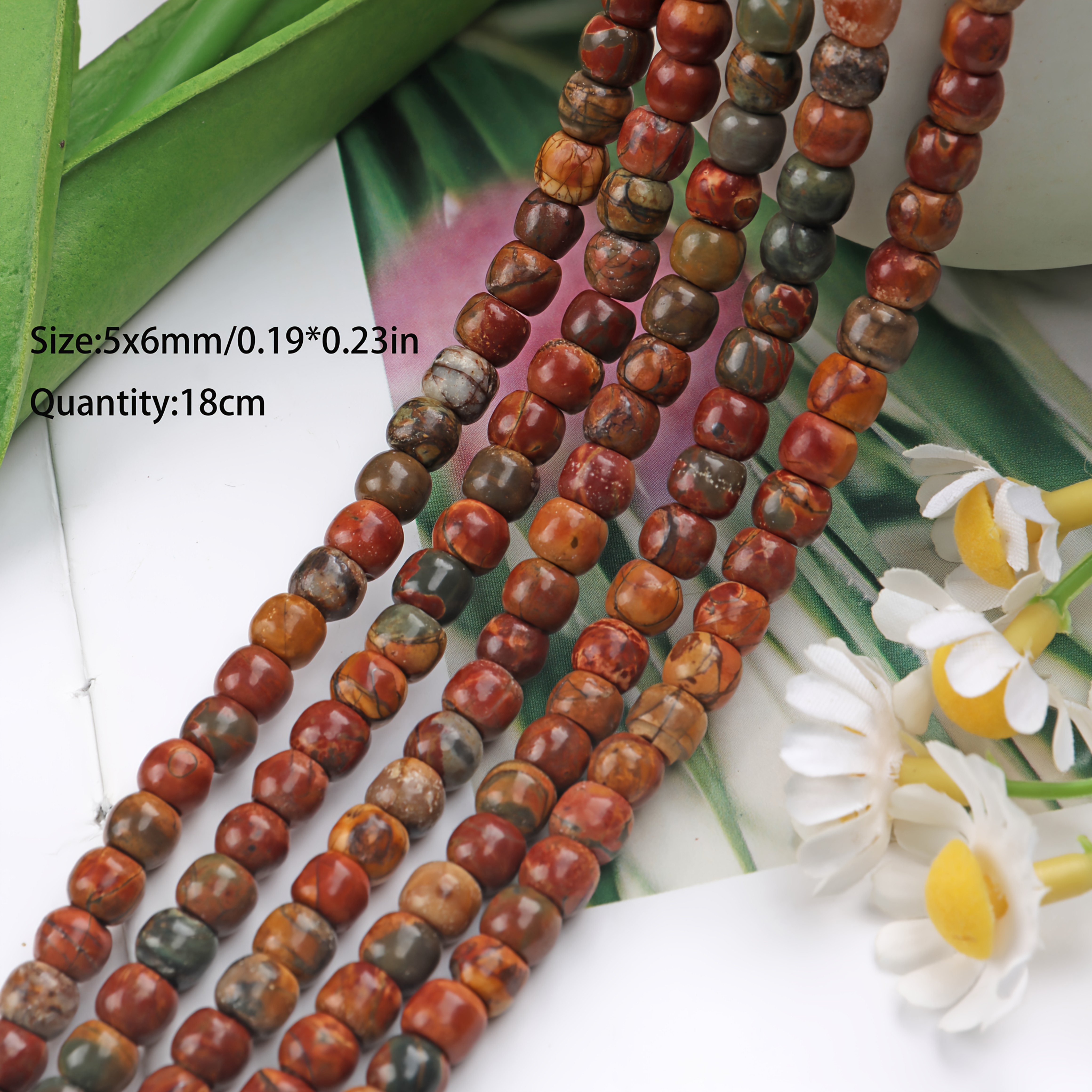 Natural Red Line Pine Picasso Barrel Beads for DIY Jewelry Making